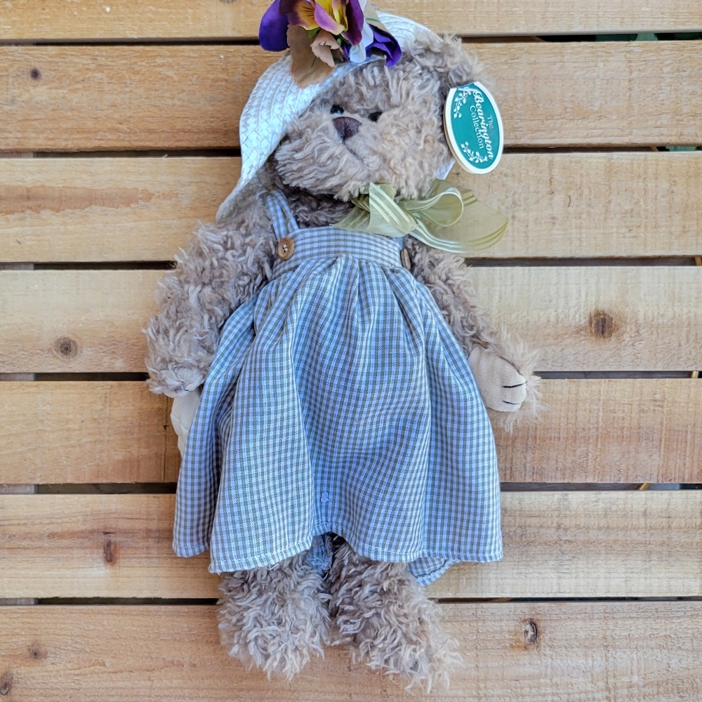 Boyds Bears Plush Teddy with Blue Gingham Dress